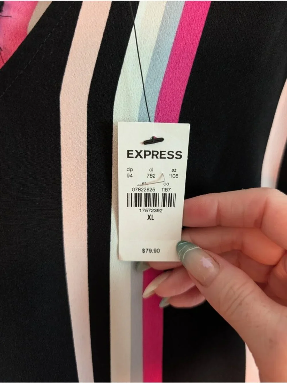 Express NWT Black & White Vertical Striped Jumpsuit Wide Leg XL Cropped
